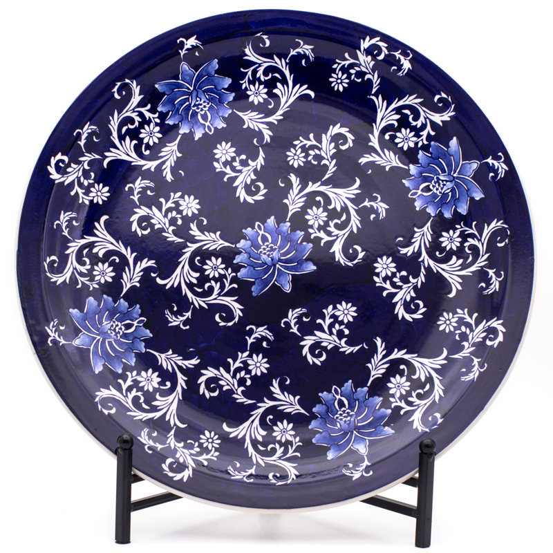 Foxx Ceramic Decorative Plate in Blue/White Birch Lane